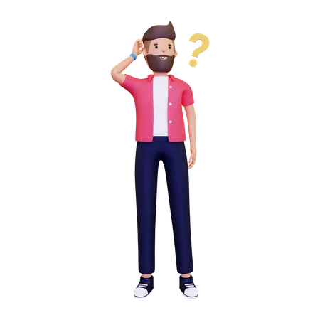 3 D Man Is Thinking Of Something 3D Illustration