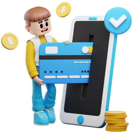 Man Doing Credit Card Payment  3D Icon