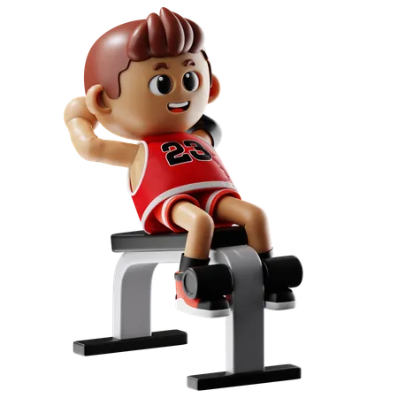 Man Doing Crunch Bench  3D Illustration