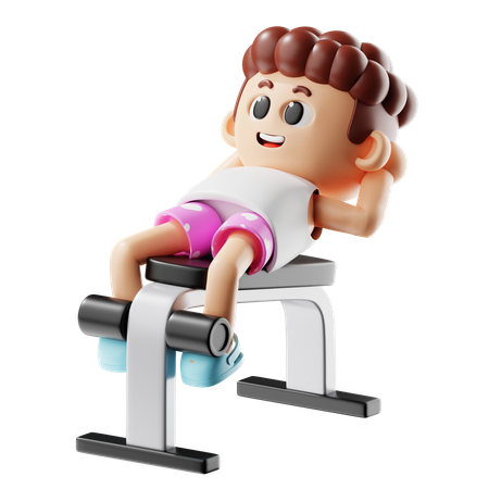 Man Doing Crunch Bench  3D Illustration