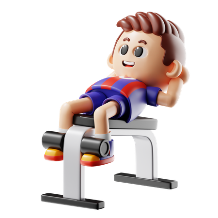 Man Doing Crunch Bench  3D Illustration