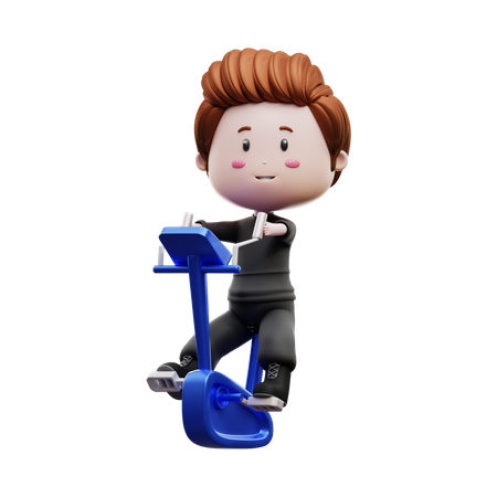 Man Doing Cycling In Gym  3D Icon