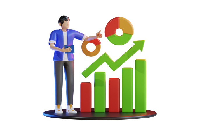 Man doing Data analysis  3D Illustration