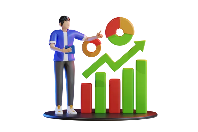 Man doing Data analysis  3D Illustration