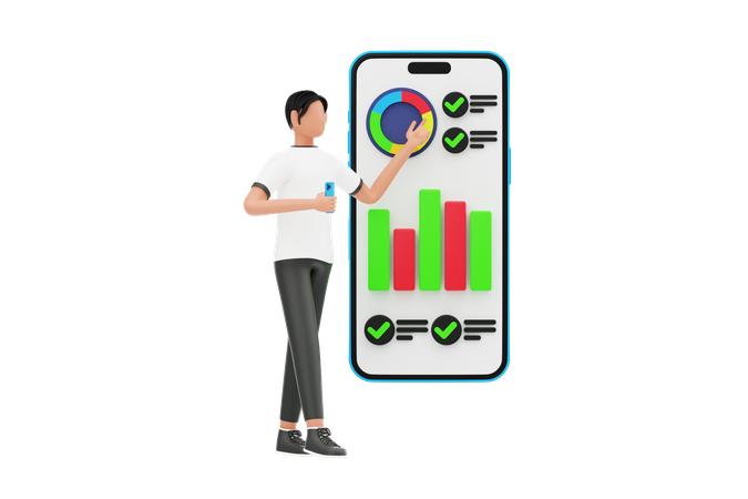 Man Doing Data Analytics  3D Icon