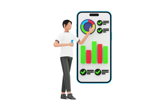 Man Doing Data Analytics  3D Illustration
