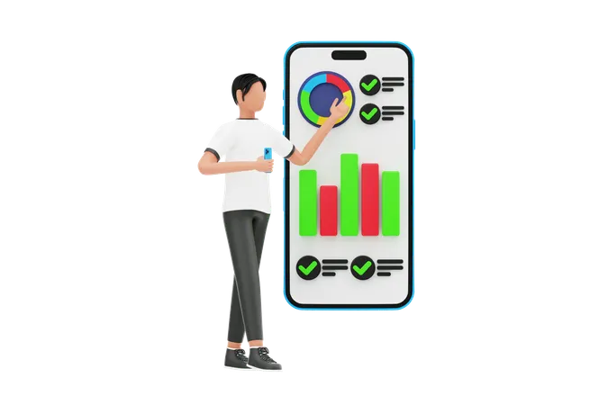 Man Doing Data Analytics  3D Illustration