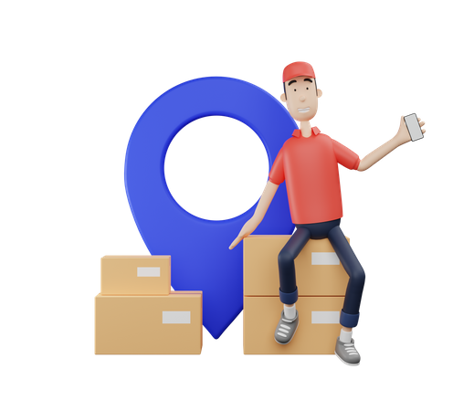 Man Doing delivery on location  3D Illustration