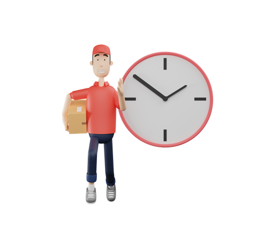 Man doing delivery on time 3D Illustration