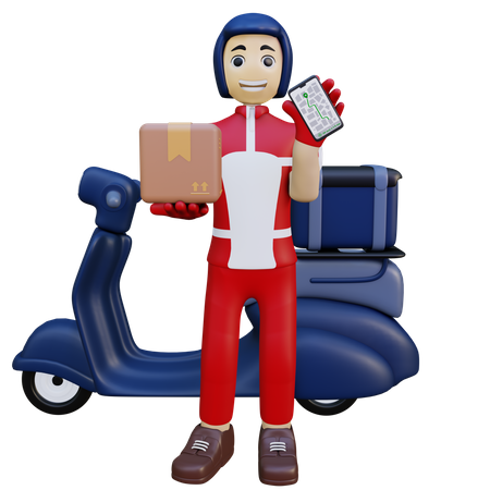 Man doing Delivery Tracking  3D Illustration