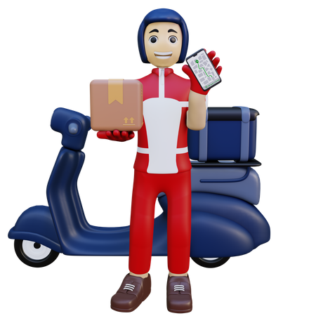 Man doing Delivery Tracking 3D Illustration