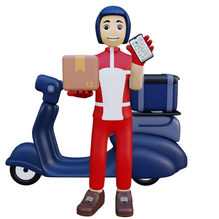 Man doing Delivery Tracking  3D Illustration