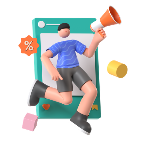 Man Doing Digital Ads  3D Icon