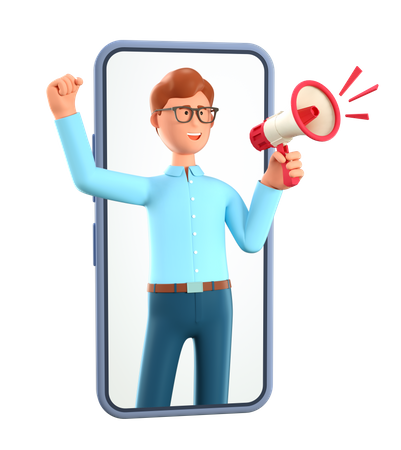 Man doing digital marketing  3D Icon