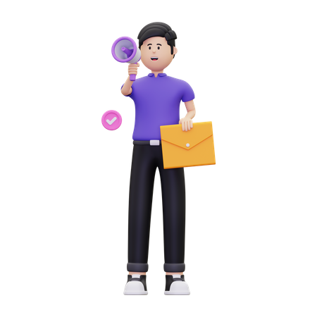 Man Doing Email Marketing  3D Illustration