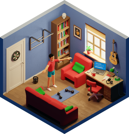 Man doing exercise  3D Icon