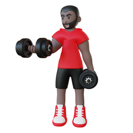 Man Doing Exercise Dumbell  3D Icon