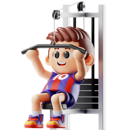 Man doing exercise on Fitness Bench  3D Illustration