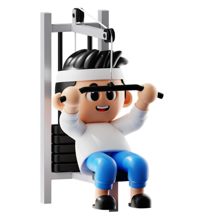 Man doing exercise on Fitness Bench  3D Illustration