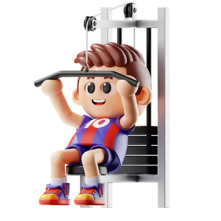 Man doing exercise on Fitness Bench  3D Illustration