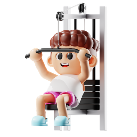 Man doing exercise on Fitness Bench  3D Illustration