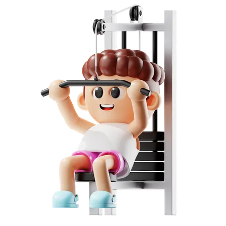 Man doing exercise on Fitness Bench  3D Illustration