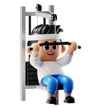 Man doing exercise on Fitness Bench  3D Illustration