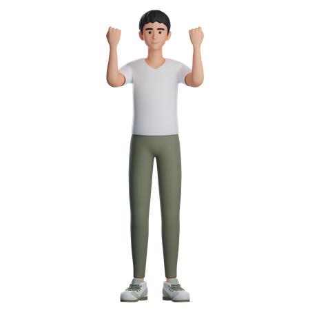 Man Doing Fight Gesture  3D Illustration