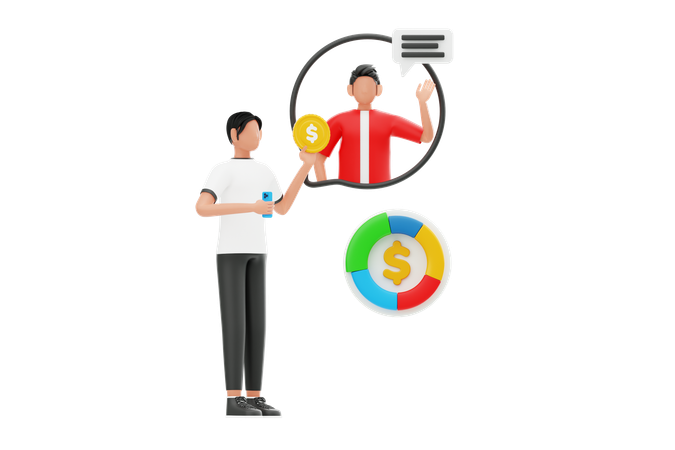 金融に関する議論をする男性  3D Icon