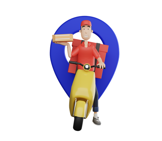 Man doing food Delivery on location 3D Illustration
