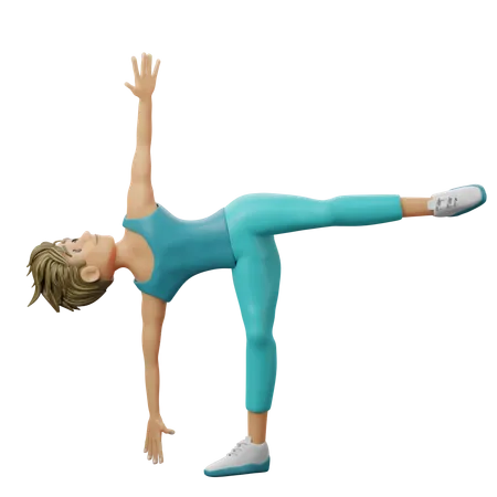 Man Doing Half Moon Pose  3D Illustration