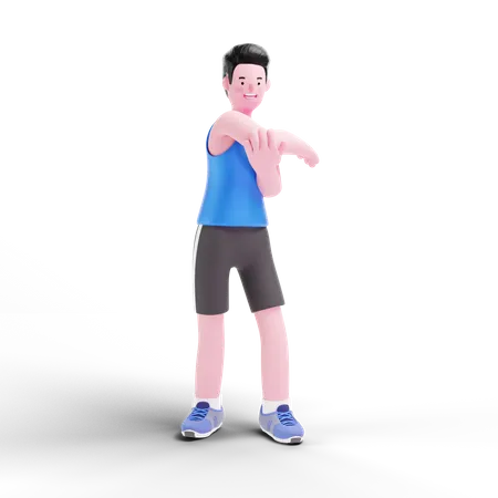 Man Doing Hand Exercise  3D Illustration