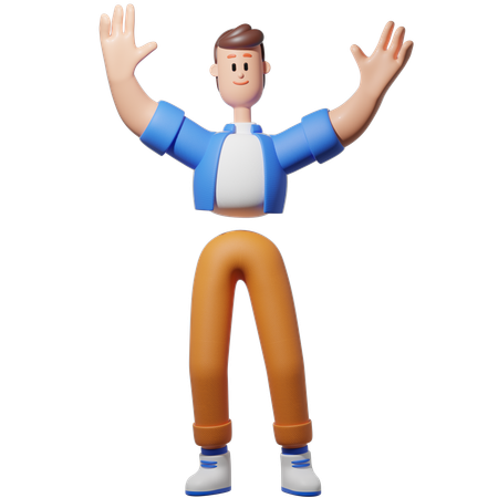 Man Doing Hands Up  3D Illustration