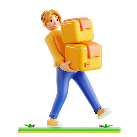 Man Doing Happy Shopping  3D Icon