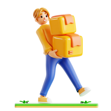 Man Doing Happy Shopping  3D Icon