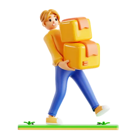 Man Doing Happy Shopping  3D Icon