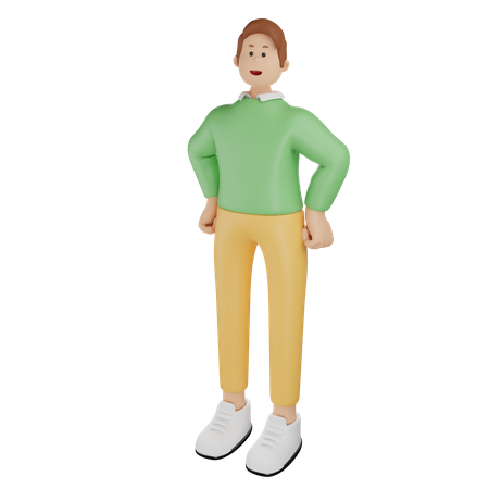 Man doing Hero Stance  3D Icon