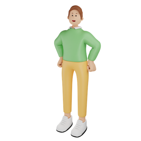 Man doing Hero Stance  3D Illustration