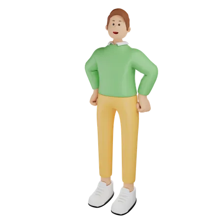 Man doing Hero Stance  3D Illustration