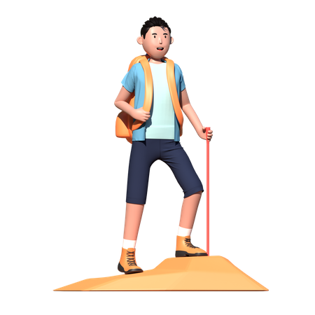 Man doing hiking  3D Illustration