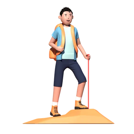 Man doing hiking  3D Illustration