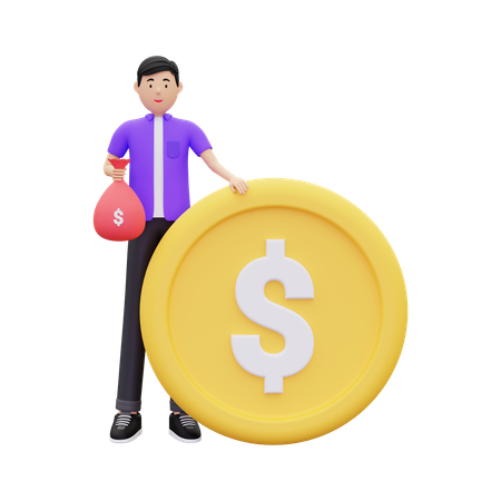 Man Doing Holding Money  3D Illustration