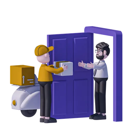 Man Doing Home Delivery Service  3D Icon