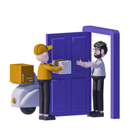 Man Doing Home Delivery Service  3D Icon