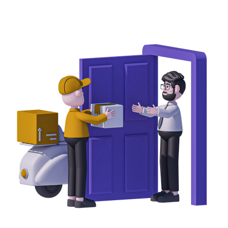 Man Doing Home Delivery Service  3D Icon