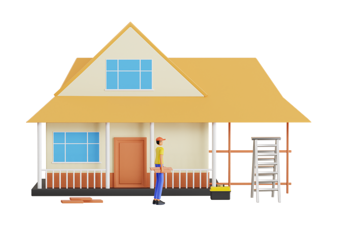 Man Doing Home Renovationa  3D Illustration