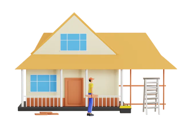 Man Doing Home Renovationa  3D Illustration