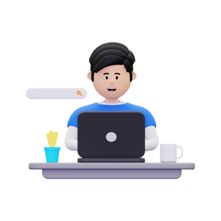 Man doing internet search  3D Icon