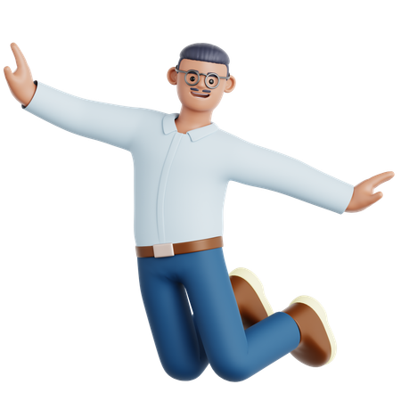 Man Doing Jumping Celebretion  3D Illustration