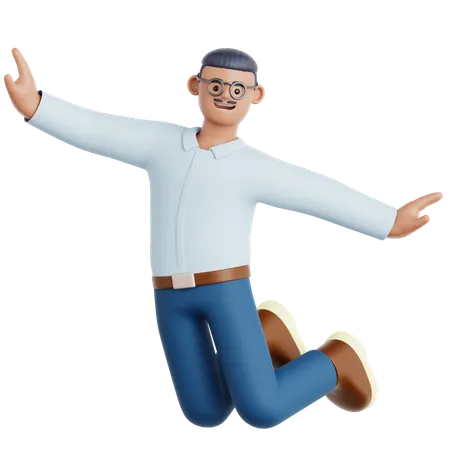 Man Doing Jumping Celebretion  3D Illustration